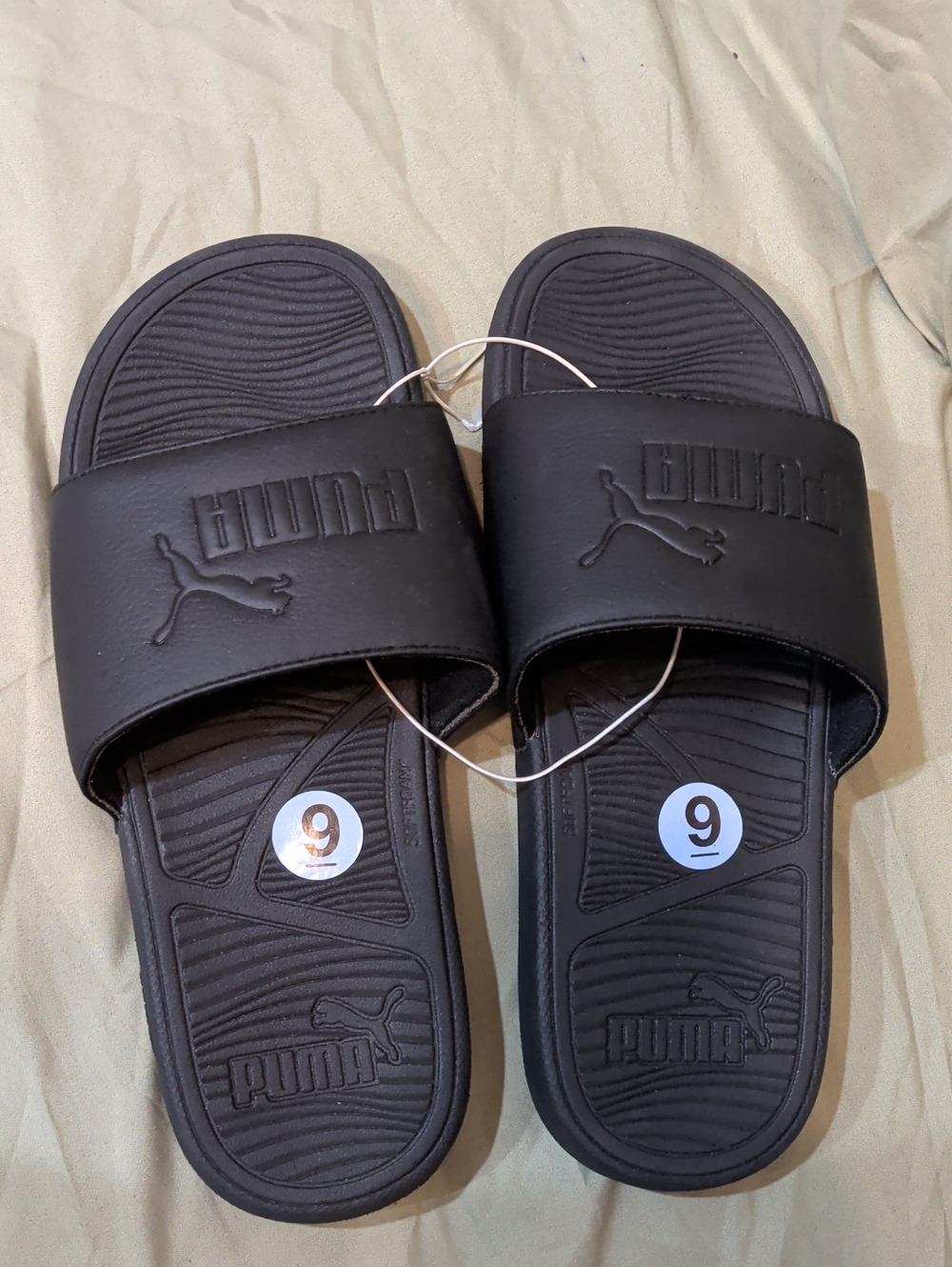 Puma Black Men’s Slide Sandals with Embossed Logo